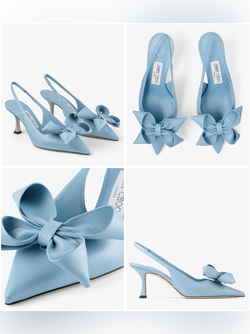 Jimmy Choo Staz Sling Back 70 Dusty Blue Leather Pumps $995 - Picture 2 of 10